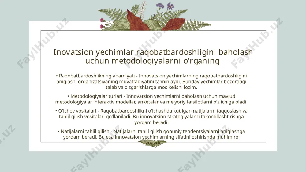 mijozlar fikrlarini to'plash raqobatbardoshlikni oshiradi • mijoz fikrlarining ahamiyati - mijozlardan fikrlar yig'ish kompaniyaning xizmatlari va mahsulotlarini yaxshilash imkonini beradi. bu jarayon mijozlarning ehtiyojlarini chuqurroq tushunishni ta'minlaydi. • raqobatbardoshlikni oshirish - fikrlarni to'plash orqali kompaniyalar raqobatchilaridan ajralib turish imkoniyatiga ega bo'ladi. mijozlar tajribasi va feedbacklari raqobatbardosh strategiyalar ishlab chiqishda asosiy rol o'ynaydi. • o'zgarishlarni amalga oshirish - mijozlar fikrlariga asoslangan o'zgarishlar kompaniyaning xizmat ko'rsatish sifatini yaxshilaydi. bu mijozlarning sadoqatini oshiradi va yangi mijozlar jalb qilishga yordam beradi. • yakuniy natija - mijoz fikrlarini to'plash jarayoni kompaniyaning muvaffaqiyatini ta'minlaydi. bu jarayon davomida olingan ma'lumotlar asosida raqobatbardosh yechimlar ishlab chiqiladi. tahlil natijalariga asoslangan qarorlar qabul qiling • ma'lumotlar tahlili - tahlil natijalari asosida qarorlar qabul qilish uchun to'g'ri ma'lumotlar to'plami talab etiladi. ma'lumotlarni yig'ish va ularni tahlil qilish, kuchli qarorlar berishga yordam beradi. • qaror qabul qilish usullari - qarorlar qabul qilish jarayonida analitik usullardan foydalanish muhim ahamiyatga ega. bu usullar, natijalarni …