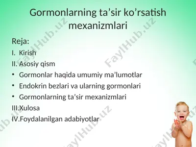 gormonlarning ta’sir ko’rsatish mexanizmlari — PPT