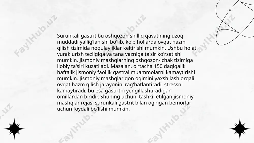 surunkali gastrit kasalligida jismoniy mashqlar mashg'ulotini tashkil etish - Page 4