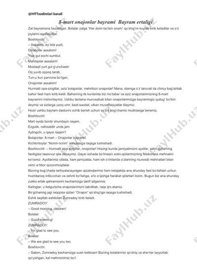8-mart onajonlar bayrami — DOCX
