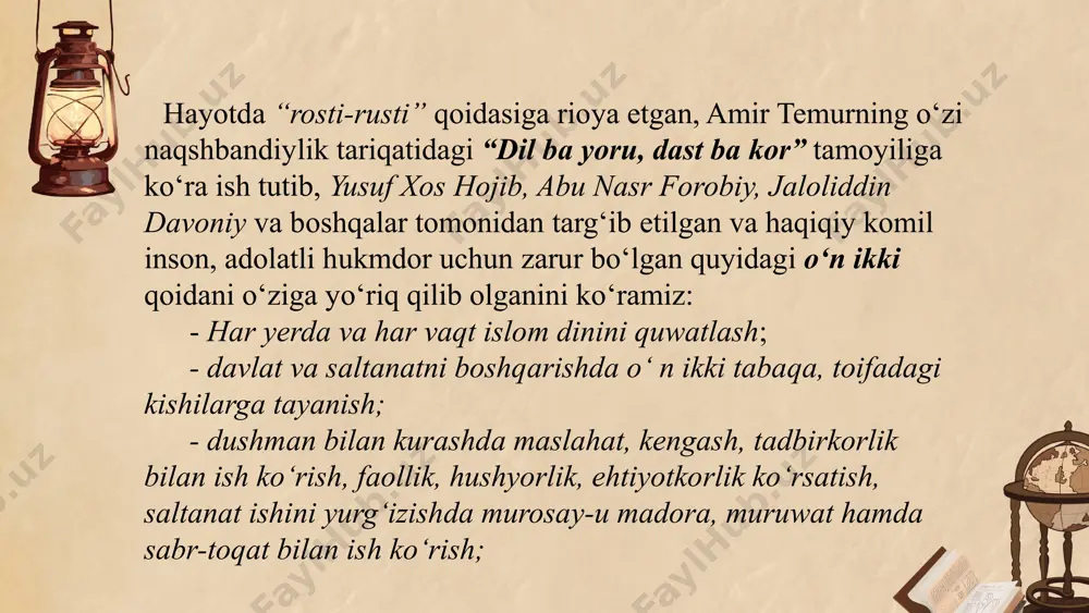 an mehr-muhabbatli bo‘lish, ishqda vafodorlik, saxovat, himmat, karam, muruvvat, yumshoq ko‘ngillik (hilm) kabi xislatlarni ijobiy fazilatlar sirasiga kiritadi va ularning har biriga ta’rif berganidan so‘ng tanbeh va hikoyatlar vositasida shaxsiy qarashlarini dalillar bilan to‘ldiradi. asarda, shuningdek, axloqiy fazilatlarning antonimi hisoblangan salbiy illatlar va ulardan qutulish yo‘llari ham bayon etilgan. mutafakkir axloqlilikning eng muhim mezoni odob deb hisoblaydi. odobli, axloqli bo‘lish insonga atrofdagi kishilar o‘rtasida muayyan mavqe hamda hurmatga sazovor bo‘lishga yordam beradi. odobga ega bo‘lishning inson hayotidagi rolini ko‘rsatib berar ekan, alisher navoiy shunday fikrlarni ifoda etadi: “adab kichik yoshdagilami ulug‘lar duosiga sazovor etadi va u duo barakati bilan umrbod bahramand bo‘ladi. adab, kichkinalar mehrini ulug‘lar ko‘ngliga soladi va u muhabbat ko‘ngilda abadiy qoladi. yoshlarni ko‘zga ulug‘ ko‘rsatadi. ularning yurish-turishini xalq ulug‘vor biladi. o‘ziga qarshi xalq tomonidan bo‘ladigan hurmatsizlik eshigini bog‘laydi va kishini hazil-mazaxdan va kamsitilishidan saqlaydi. alisher navoiy asarlarida zamonaviy pedagogika fani asoslari qatorida muhim o‘rin tutuvchi omil o‘z-o‘zini …