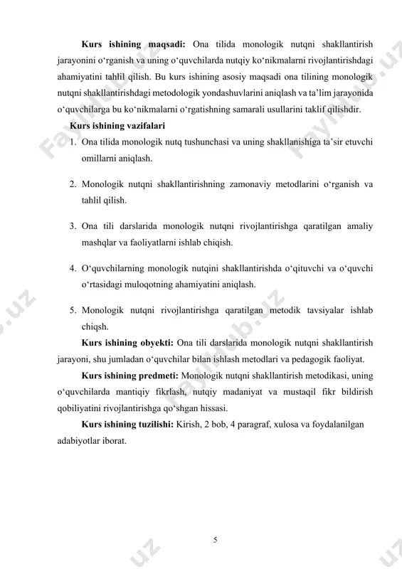 3. bir tomonlama nutq monologik nutqda so‘zlovchi, asosan, o‘z fikrini ifodalaydi va bu jarayonda tinglovchi yoki suhbatdoshdan javob olmaydi. odatda, bu turdagi nutqda so‘zlovchi fikrni kengaytiradi, uning sabablarini izohlaydi va o‘zining qarashlarini bayon qiladi. monologda tinglovchining savollari yoki mulohazalari kiritilmaydi. 4. xabarnomali va maqsadga yo‘naltirilgan nutq monologik nutq, shuningdek, maqsadga yo‘naltirilgan va aniq xabarni yetkazish uchun ishlatiladi. bu nutq usuli o‘zgaruvchan holatlarda — taqdimotlar, ma’ruzalar, muhokamalar va boshqa shunga o‘xshash vaziyatlarda keng qo‘llaniladi. monologik nutqda muhim ma’lumotni ravon yetkazish, tinglovchini tushuncha va izohlar bilan ta’minlash muhimdir. 5. tinglovchi va auditoriya bilan bog‘liq o‘zaro aloqalar monologik nutqning samarali bo‘lishi uchun so‘zlovchi tinglovchilarni diqqat bilan eshitishga va ular bilan xulosalarni olishga undaydi. tinglovchilar bilan o‘zaro aloqalar ko‘proq notiq tomonidan aniqlanadi, chunki u o‘z nutqini qanday olib borishini va auditoriyaning qiziqishini qanday usullarda ushlab turishni bilishi kerak. 6. til va uslubning o‘ziga xosligi monologik nutqning til va uslubi kengaytirilgan bo‘lishi mumkin, chunki uning …
