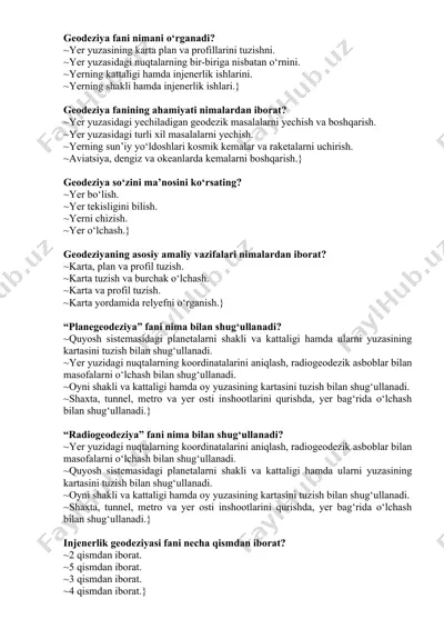 geodeziya fani — DOC