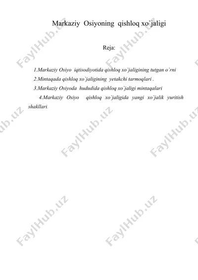 markaziy osiyoning qishloq xo`jaligi — DOC