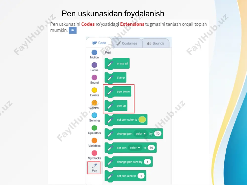 scratch dasturida pen uskunasidan foydalanish - Page 4