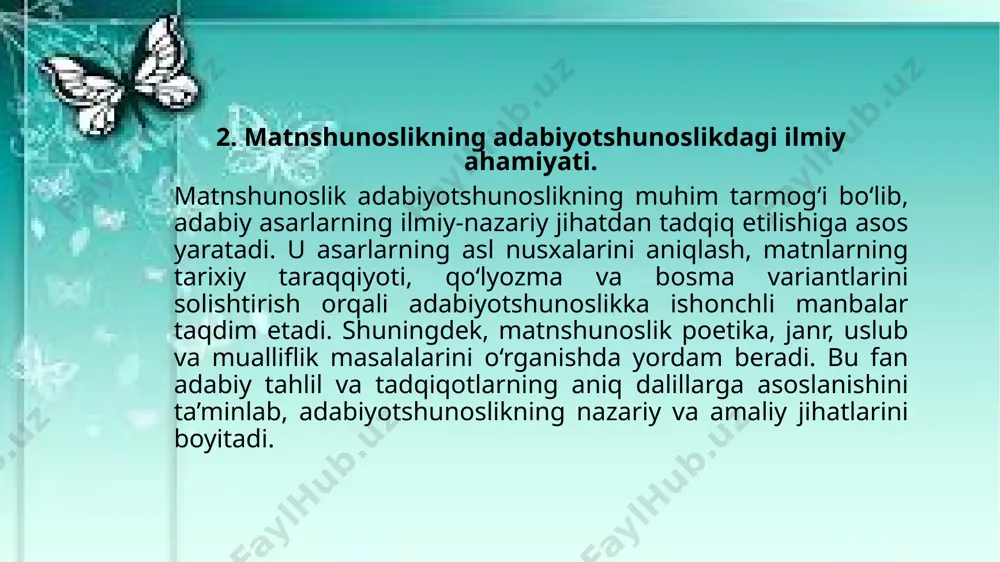matnshunoslikning adabiyot tarixi va adabiyot shunoslikdagi o‘rni - Page 5
