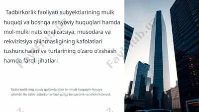 tadbirkorlik faoliyati va mulk huquqi — PPTX
