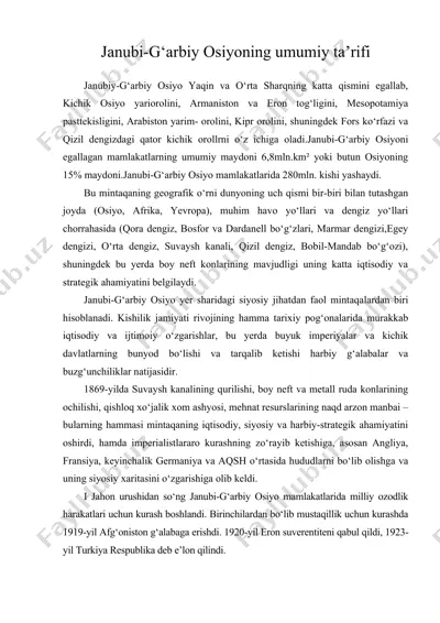 janubi-g‘arbiy osiyoning umumiy ta’rifi — DOC