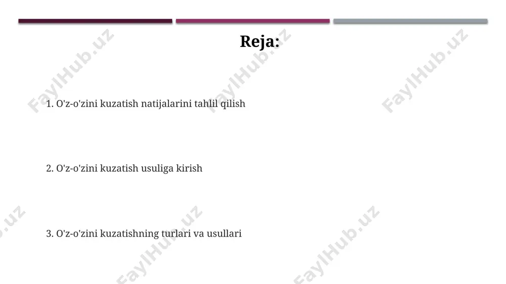 tish kundaligi ma'lumotlarini tematik tahlil qilish, xususan, 10 ta kalit so'z bo'yicha mazmun tahlili, farg'onada o'tkazilgan tadqiqotda ishtirokchilarning 70%ida stress darajasining oshganini ko'rsatdi. kuzatuvlar natijalarini grafiklar, xususan, 3 o'lchovli diagrammalar yordamida tasvirlash, toshkentdagi tadqiqotchilarga 200 ta respondentning xulq-atvoridagi 3ta asosiy trendni aniqlash imkonini berdi. e'tiboringiz uchun rahmat @taqdimot_robot