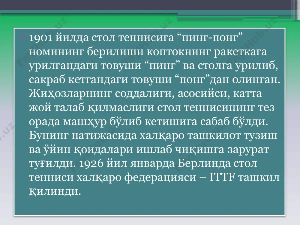 stol tennisining tarixi va zarba berish - Page 5