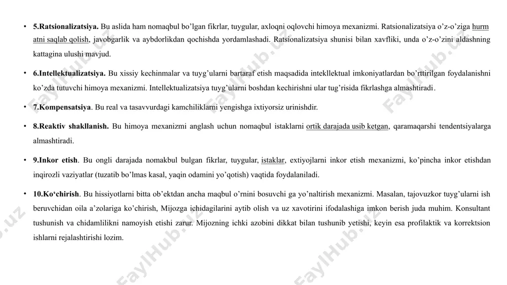 h" kerakligi haqidagi umumiy suhbatlar mutlaqo samarasiz bo'lib chiqadi. tuzatish ishlarida o'smirning xarakteri va qobiliyatlari xususiyatlaridan kelib chiqqan holda qiziqish doirasini shakllantirishga alohida o'rin berilishi kerak. o'smirning bo'sh vaqtini - "bo'sh vaqt va bekorchilik vaqti" ni, ularni shaxsiyatni ijobiy shakllantiradigan mashg'ulotlarga jalb qilish orqali minimallashtirishga harakat qilish kerak: o'qish, o'z-o'zini tarbiyalash, musiqa chalish, sport. bolalarni sport maktablariga olib boring, ularga uyda kundalik gimnastikani o'rgating, slip gantel va ekspanderlar, temir og'irliklar va boks qo'lqoplari. tinch kurashda bir-birlarini urishsin. faqat statik elektr kabi tajovuzkorlikni oldini olish uchun. axir, u og'riqli oqimlar bilan portlash xususiyatiga ega. agressivlik nima psixologlar tajovuzkorlik va tajovuzkorlik tushunchalarini ajratadilar. agressiya lotincha “hujum”, “dushmanlik” degan maʼnoni anglatadi. agressiya ostida, birinchi navbatda, harakatlarni tushunish. ba'zi psixoanalitiklar tajovuzni freyd tomonidan tasvirlangan o'lim instinkti, halokatga intilishning davomi deb bilishadi. avstriyalik olim konrad lorenz o'z monografiyasida tajovuz yovuzlik emas, balki turning omon qolishiga hissa qo'shadigan tabiiy instinkt ekanligini va uni o'z-o'zini yo'q qilishga …