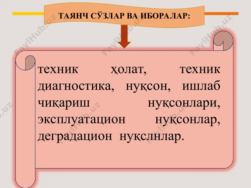 asosiy omillar nimalardan iborat? transport tonnellari ekspluatatsion ishonchligiga ta'sir qiluvchi tabiiy iqlim sharoitlari nimalardan iborat? asosiy adabiyotlar ishanxodjev a.a.”transport tonnellarini loyihalash va qurish”. darslik.”transport” nashriyoti.toshkent, 2022 y.167 bet. yu.s.frolov ,v.a.gurskiy, v.s.molchanov «soderjanie irekonstruktsiya tonneley» moskva, 2011 god, 300 str. salixanov s.s. “transport inshootlarini loyihalash va qurish” toshkent, 2018 y.darslik. “komplex print”nashriyoti. 4. rg. ulrich m, pr markus t., hand book of tunnel engineering. ernst&sohn. uk 2014. 5.a.d.xorujiy,l.n.rudenkova «stroitelsto tonneley i metropolitenov» minsk 2012 g. 6.makovskiy l.v.“stroitelstvo avtodarojnix i gorodiskix tonneley” moskva 2017 g. 7.salamaxin p.m. i dr. ”injenernie soorujeniya v transportnom stroitelstve”. uchebnik v dvux knigax. kniga-2. m., izdatelskiy tsentr “akademiya”, 2007-272s. 8.ishanxodjev a.a.,usmonov d.t. “transport tonnellarini qurish va ekspluatatsiya qilish” fanidan ma'ruzalar matni. tdtu, 2022 yil, 140 bet. internet saytlari www.xilinxplanahe www.construct.org www.madi.ru www.ziyonet.uz; http://most-spb.ru. http://most-irk.ru. e'tiboringiz uchun rahmat ?