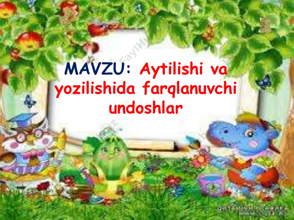 not qoqib raqsga tushar shaq, shaq, shaq, qish yaqinda eshik qoqar taq, taq, taq. ona tilimizdagi undosh harflarni “t chizmasiga” joylang. jarangli undoshlar jarangsiz undoshlar “t chizmasi” “kim chaqqon?” (savolga javob bering.) undoshlar aytilishiga ko’ra necha xil bo’ladi undoshlar ikki hil bo’ladi 1.jarangli 2.jarangsiz !!! yodda tuting. iii. yangi mavzuni mustahkamlash: “savol bizdan, javob sizdan”. savol-javob oʻyini •1.jarangsiz undoshlarni ayting •2.jarangli undoshlarni ayting v.darsning yakuni: a)o'quvchilarni baholash: v.darsning yakuni: b) uyga vazifa :