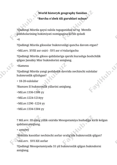 qadimgi misr tarixi va geografiyasi — DOCX