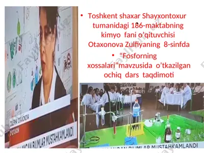 "fosforning xossalari" mavzusida o’tkazilgan ochiq dars taqdimoti — PPT