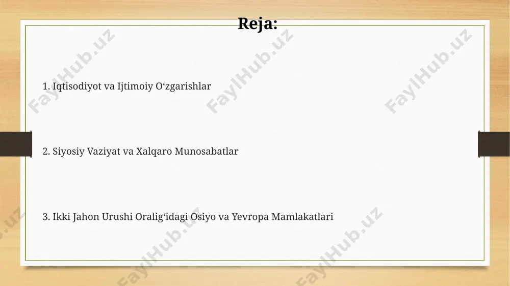 ortiq maktablar ochilishiga sabab bo'ldi. 1930-yillardagi yaponiyaning militarizatsiyasi va manchjuriya bosib olinishi sharqiy osiyoda pan-asiyachilik gʻoyalarining tarqalishiga va mintaqada siyosiy-ideologik kurashning kuchayishiga olib keldi. siyosiy vaziyat va geosiyosiy raqobat 1930-yillardagi buyuk depressiya yevropada fashizm va millatchilikning o'sishini tezlashtirdi, natijada germaniya, italiya va yaponiya o'rtasida "berlin-rim-tokio" o'qi deb nomlangan harbiy-siyosiy ittifoq shakllandi. sovet ittifoqining 1939-yilda polshaga hujum qilishi ikkinchi jahon urushining boshlanishiga sabab bo'ldi va yevropada katta miqyosli geosiyosiy qayta taqsimotga olib keldi, natijada germaniya va sovet ittifoqi o'rtasida sharqiy yevropa hududlari bo'yicha raqobat kuchaydi. 1920-yillarda yaponiyaning manchuriyaga bostirib kirishi va 1931-yildagi mukden hodisasi natijasida sharqiy osiyoda kuchli geosiyosiy raqobat kuchaydi, bu esa xitoy va g'arb kuchlari o'rtasidagi munosabatlarga ta'sir ko'rsatdi. ikki jahon urushi oraligʻidagi yevropa frantsiya, ikkinchi jahon urushi arafasida, maginot liniyasi kabi kuchli mudofaa inshootlarini qurgan bo'lsa-da, strategik jihatdan zaif tomonlarga ega edi va germaniyaning tezkor hujumiga tayyor emas edi. 1930-yillarda italiya, benito mussolini boshchiligida, agressiv milliy siyosat olib …