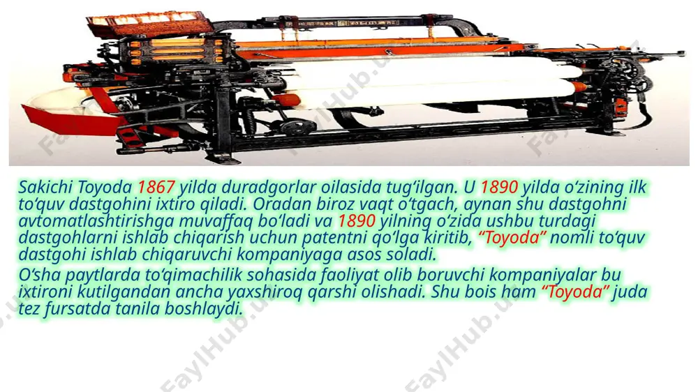 gi mashina ishlab chiqaruvchi eng katta korporatsiya maqomida bo‘ldi, 2012 yilda volkswagen va general motors'dan o‘zib ketib, yana bir bor bu unvonga sazovor bo‘ldi. kompaniya 2013 va 2015 yillarda eng qimmat avtomobil ishlab chiqaruvchi brend deya tan olingan. 2017 yilda las-vegasda bo‘lib o‘tgan ko‘rgazmada toyota o‘zining sun'iy intellektga ega avtomobil konseptini taqdim qildi. qolaversa, avtomobil salonida ovoz bilan boshqarish funksiyalari va xavfsizlik nazorati, haydovchini tanib olish, yuzi va ovoz tembriga qarab kayfiyatni aniqlash texnologiyasi ham kiritilgan. mazkur aqlli mashina haydovchisiz harakatlanish, atrofdagi avtomobil va haydovchilar bilan ham muloqot qila olish xususiyatiga ega. yapon brendi aqlli mashinalardan tashqari, aqlli robotlarni ham ishlab chiqmoqda. hozirda toyota – sun'iy intellektga eng katta sarmoya kiritayotgan korporatsiyalardan biri. kompaniyada avtomobillarni yig‘ish jarayoni 98 foizga robotlashtirilgan. ma'lumot uchun, toyota 1997 yilda toshkentda ham o‘z vakolatxonasini ochib, avtomobillarini sota boshlagan. toyota motor corporation beshta brend ostida avtomobillarni ishlab chiqaradi: daihatsu, hino, lexus, ranz va toyota. shuningdek, kompaniya …