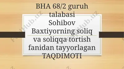 jismoniy shaxslardan olinadigan yer solig‘i — PPTX