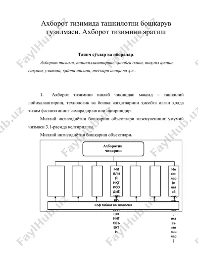 ахборот тизимида ташкилотни бошқарув тузилмаси. ахборот тизимини яратиш — DOC