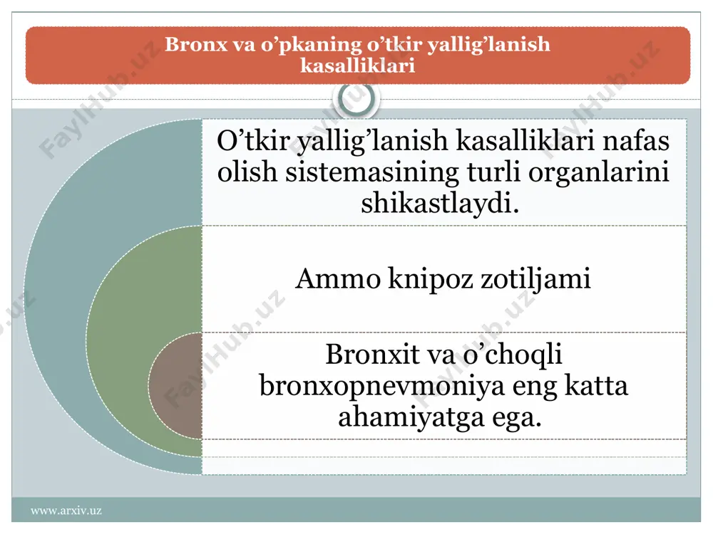 ’ladi. bemor yoshiga qarab bronxopnevmoniya kechishi, joylanishining bir qator xususiyatlari mayjud. masalan, kichik yoshdagi bolalarda umurtqa pog’onasiga (ii, vi, x) yondoshgan segmentlarda pnevmoniya o’choqlari paydo bo’ladi, shuning uchun ham ular paravertebral pnevmoniya deb ataladi. u yaxshi kechadi. aksincha 50 yoshdan yuqori bo’lgan bemorlarda yallig’lanish o’chog’ining so’rilishi nisbatan sekin ketadi. sun'iy nafas oldirish www.arxiv.uz odam shikastlanganda, suvga cho'kkanda va boshqa og'ir kasal¬liklarda miyadagi nafas markazining ishi buzilib, nafas to'xtab qolishi mumkin. bunday vaqtda bemorga yordam berish maqsadida sun'iy nafas oldiriladi. sun'iy nafas oldirish ikki usulda: «og'izdan-og'izga,) yoki (,og'izdan¬burunga» usulida amalga oshirijadi. og'izdan-og'izga sun'iy nafas 01¬dirish quyidagicha bajariladi: i. bemor tekis joyga chalqancha yotqiziladi. uning og'zidagi ko'pik rezina balloncha yordamida so'rib olinadi yoki barmoqqa bint o'rab artib olinadi (5-rasm, i). 2. bemorning yelkasi ostiga yupqa yostiq qo'yiladi. so'ngra yor¬dam beruvchi odam bir qo'li bilanbemoming bo'ynini orqa tomonidan, ikkinchi qo'l bilan boshining tepa qismidan ushlab, boshini orqa tomonga egadi. uning tili orqa tomonga …