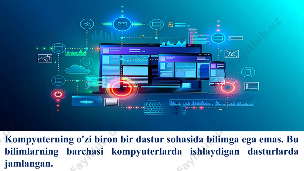 va kesh, protsessor, tashqi qurilmalar); • dasturlarni bajarish uchun ishga tushirish; • barcha turdagi yordamchi xizmat operatsiyalari; • turli ichki qurilmalar o'rtasida axborot uzatish; • periferik qurilmalar (displey, klaviatura, disk drayvlar, printer va boshqalar) ishlashini dasturiy ta'minot. ms dos operatsion tizimi u quyidagi asosiy modullardan iborat: • asosiy kiritish/chiqarish tizimi (bios); • yuklash bloki ( boot rekord ); • asosiy kiritish/chiqarish tizimini kengaytirish moduli (io.sys); • uzilishlar bilan ishlash moduli (msdos.sys); • buyruq protsessori (command.com); • ms dos utilitlari. 19.07.2023 26 xulosa qilib shuni aytish mumkinki image1.jpeg image2.jpeg image3.jpeg image4.png image5.png image6.jpeg image7.png image8.png image9.png image13.png image14.jpeg image15.png image16.png image17.jpeg image18.jpeg image19.png image20.png image21.png image22.png image23.png image24.png image25.png image26.png image27.png image28.png image29.png image30.png image31.png image32.png image33.png image34.png image35.png image36.png