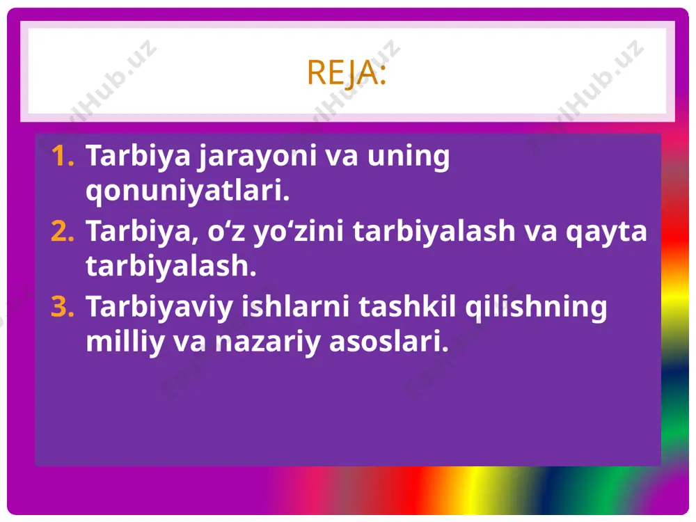 mun va shakl hamda usullar bo‘yicha jamoa ta’sirining o‘zaro munosabatlari alohida ahamiyat kasb etadi. tarbiyachining mahorati bolalar munosabatlarini yo‘naltira olish san’ati bilan xarakterlanadi. munosabatlar tizimchasida to‘g‘ri baholay olishni, fikrlashning shakllanishi asosida har bir jamoa a’zosining qimmatli tomonlari shaxs sifatida ochilib boradi. shu jamoa ijodiy faoliyatini tashkil etishda dastlabki suhbatlashish ishni tugallash bosqichi uchun zarurdir. bu o‘rinda bolalar qanday o‘zgarganligi qanday sifatlarga ega bo‘lganligi hisobga olinadi. baho bu o‘rinda samimiy, o‘zaro bir-birlarini to‘g‘ri tushunish asosida bo‘lishi kerak. to‘g‘ri munosabatlar shakllanishiga yakuniy yig‘in, «chaqmoq» chiqarish tarbiyalanuvchi xulqi va muammolarni muhokama etish, har bir vazifalarni bajarishda ayrim shaxs ishini baholash va to‘g‘ri tahlil etishdan iborat bo‘lmog‘i zarur. bolalar muhitida munosabatlarni to‘g‘ri boshqarish uchun ustoz tarbiyachiga jamoa ichidagi va jamoalar o‘rtasidagi bog‘liqliklarni, ziddiyatlarning kelib chiqish tabiatini bilish muhim hisoblanadi. jamoada shaxslararo muammolarni tadqiq etuvchilar bir necha qarama-qarshiliklarni ajratib ko‘rsatadilar. a) sinf jamoasining har bir a’zosini belgilab qo‘yilgan maxsus vazifasi bilan ayrim o‘quvchilar o‘rtasidagi ziddiyat; …