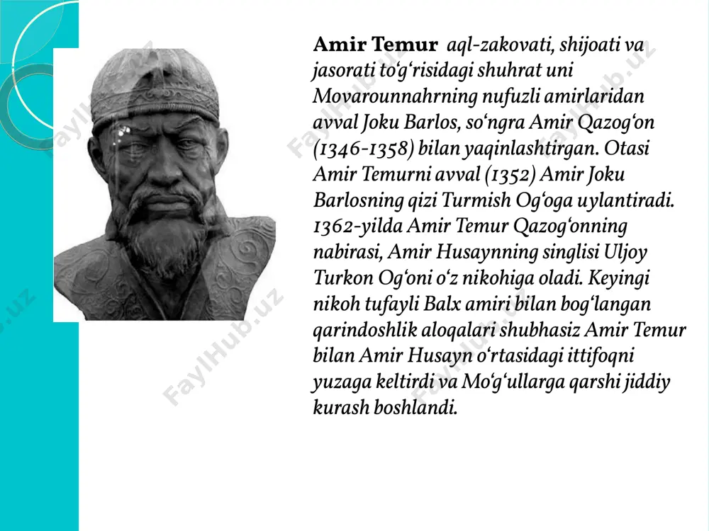 xavfli tuyulsa, kichik osiyoda barpo etilgan qudratli usmonlilar davlatining kuchayishidan amir temur ham shunchalik manfaatdor edi. amir temur hayot-mamot yo‘lida boyazid yildirim bilan bo‘ladigan jangga qariyb ikki yildan ortiq tayyorlanadi. nihoyat rumga yuzlanib, avval qamoh qal`asini fath etadi, so‘ngra anqara shahrini qamalga oladi. amir temur bilan sulton boyazid qo‘shinlari o‘rtasidagi so‘nggi va hal qiluvchi jang 1402-yil 20-iyulda anqara yaqinida chibukobod mavzeida sodir bo‘ladi. bu jang tarixda “anqara jangi” nomi shuhrat topadi. uch kun davom etgan bu jangda amir temur g‘alaba qozondi. amir temur usmonli turklari davlatini saqlab qoldi va boyazid vorislariga muruvvat qo‘lini cho‘zdi. shunday bo‘lsa-da, boyazid ustidan qozonilgan buyuk g‘alaba bilan amir temurni fransiya qiroli karl vi (1380-1422), angliya qiroli genrix iv (1399-1413) hamda kastiliya va leon qiroli genrix iii (1390-1407) tabriklab, unga o‘z muborak nomalarini yubordilar. chunki sohibqiron endigina uyg‘onayotgan yevropaga ulkan xavf solib turgan usmonli turklar davlatiga zarba berib, butun yevropaning xaloskoriga aylangan edi. kichik osiyodan samarqandga …