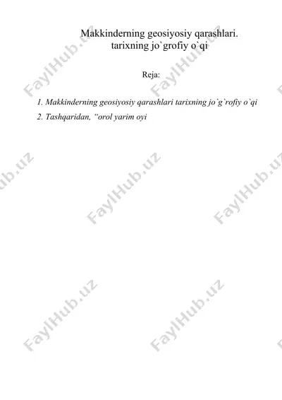 makkinderning geosiyosiy qarashlari — DOC