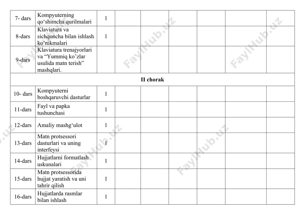 maqsadga yо‘naltirilgan tadqiqot loyihasi rejasini tuzish 1 8-dаrs smm asosida tadqiqot loyihalarini boshqarish. youtube saytida kanal ochish 1 9-dаrs smm asosida tadqiqot loyihalarini boshqarish. facebook tarmogʻida sahifa ochish 1 ii chorak 10- dаrs smm asosida tadqiqot loyihalarini boshqarish. telegram tarmogʻida kanal ochish 1 11-dаrs cms (content management systems – kontentni boshqarish tizimlari) 1 12-dаrs cms platformalari bilan tanishish 1 13-dars amaliy mashgʻulot 1 14-dars cmsʼda maqsadga yoʻnaltirilgan veb-sayt yaratish 1 15-dars nazorat ishi. amaliy mashgʻulot. 1 16-dars veb-sayt dizayni bilan ishlash 1 iii chorak 17-dаrs amaliy mashgʻulot 1 18-dаrs veb-sayt tarkibi( mazmuni) bilan ishlash 1 19-dаrs amaliy mashgʻulot 1 20-dаrs lms (learning management systems – ta’limni boshqarish tizimlari) 1 21-dаrs lms platformalari turlari va vazifalari 1 22-dars amaliy mashgʻulot 1 23-dars lms asosida masofaviy ta’lim olish. moodle platformasi. 1 24-dars amaliy mashgʻulot 1 25-dars lms asosida masofaviy ta’lim olish. google clasroom platformasi 1 26-dars nazorat ishi. amaliy mashgʻulot 1 iv …
