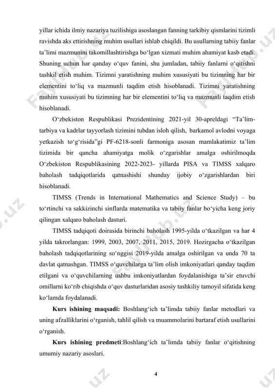 agogik tajriba, taqqoslash. kurs ishi tuzilishi: bajarilgan kurs ishi kirish qismi, ikkita bobdan, 4 ta paragraf va qilingan xulosalardan iborat.ishga qoʻyilgan maqsadga erishishi uchun toʻplangan adabiyotlar manbalarning nomlari va elektron manzillari keltirildi. 1. boshlang‘ich sinf “tabiiy fanlar” darslarida pedagogik texnologiyalaridan foydalanish usullari va vositalri fan sohasida qo‘llaniladigan bilishning vosita va amallari umumlashmasi ilmiy tadqiqotlar metodini tashkil qiladi. tadqiqot metodi, albatta, o‘rganish uchun tanlangan ob’ektga monand tarzda turli xil bo‘lishi mumkin. shuning bilan birgalikda, tadqiq metodining tanlanishi tadqiqotchining borliqqa (ob’ektga) bo‘lgan munosabati bilan ham belgilanadi. keyingisi alohida e’tiborga loyiq, chunki ilmiy tadqiqot yoki ilmiy tafakkur metodologiyasini belgilaydi. bilish jarayoni bevosita aniq va konkret metodlarni talab qiladi, ularning yig‘indisi esa ushbu fanning tadqikot metodikasini tashkil qilib, maxsus-ilmiy metodologiyaning ma’lum bir pog‘onasi hisoblanadi. ilmiy tadqiqot ishlariga kirishishdan avval, uning metodlarini, shakllarini, vositalarini to‘g‘ri tanlab olish va metodikani ilmiy jihatdan asoslash lozim. metodologiya inson bilish faoliyatining vositalari, maqsadi va nazariy asosini aniqlab beradi. metodologiya …