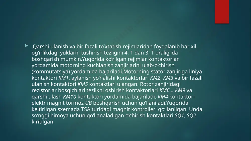 kran mehanizmlari magnit kontrollerli boshqariluvchi elektr yuritmalari - Page 5