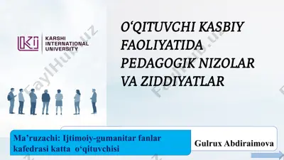 hll o‘qituvchi kasbiy faoliyatida pedagogik nizolar va ziddiyatlar — PPTX