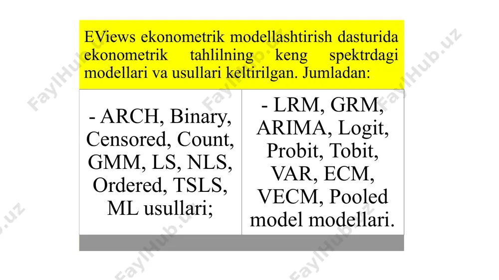 eviews – ekonometrik modellashtirish dasturi - Page 5