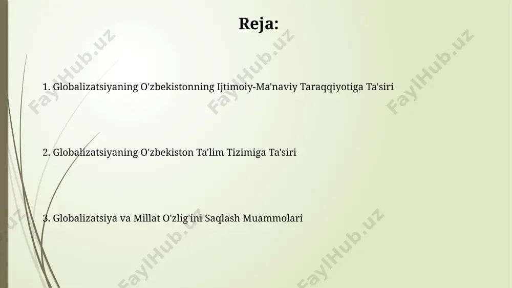 illatning oʻziga xosligi va globallashuv surxondaryo viloyatida, 2010-yildan buyon 1000 dan ortiq yoshlar onlayn platformalar orqali global madaniyat bilan tanishib, o'z milliy qadriyatlarini qayta baholashga majbur bo'lishmoqda, bu esa milliy ongning shakllanishiga ta'sir qilmoqda. globallashuvning ta'siri ostida, 2000-yillardan keyin toshkentda 5 dan ortiq xalqaro maktablar ochilib, milliy ta'lim tizimiga 20% ga yaqin xorijiy o'quv dasturlari kirib keldi, bu esa milliy o'ziga xoslikka ta'sir ko'rsatmoqda. yoshlar va global dunyoqarash 2023 yilda "yoshlar va global dunyoqarash" loyihasi samarqand shahrida 20 dan ortiq xorijiy mutaxassislarni jalb qilib, 1000 dan ziyod yoshlar uchun trening o'tkazdi. "yoshlar va global dunyoqarash" dasturi 2017 yildan buyon 15000 dan ortiq o'zbek yoshlarini global muammolar, masalan, iqlim o'zgarishi va barqaror rivojlanish kabi masalalar bo'yicha o'qitdi. iqtisodiy oʻsish va ijtimoiy oʻzgarishlar жаҳон савдосига интеграция натижасида ўзбекистон 2010 йилдан кейинги даврда экспорт ҳажмини 3 баравар оширди, бу иш ўринларини кўпайтириш ва аҳолининг даромадларини оширишга туртки бўлди. 1991 йилдан кейинги глобал интеграция …