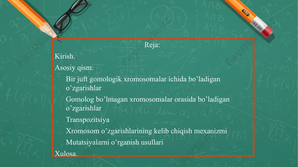 bir xil genetik ketma-ketlik va lokuslarga ega bo'lishi mumkin bo'lsa-da, ular allellarda farq qilishi mumkin . gomologik juftlik ota xromosomasi va ona xromosomasidan iborat. bu xromosomalar meyoz paytida juftlashadi, lekin mitoz paytida emas .gomolog " atamasi yunoncha " homologos" so'zidan kelib chiqqan bo'lib , "kelishuv" yoki "bir fikr" degan ma'noni anglatadi. bu "bir xil" degan ma'noni anglatuvchi homos va "munosabat" degan ma'noni anglatuvchi logos birikmasidir . xromosoma atamasi 1889 yilda nemis anatomi vilgelm fon valdeyer-xarts tomonidan kiritilgan. u yunoncha kromadan olingan bo'lib , "rang" degan ma'noni anglatadi, chunki u osonlikcha asosiy bo'yoqlar bilan bo'yalgan. sinonimi: gomolog. opa-singil va opa-singil bo'lmagan xromatidlarni ko'rsatadigan gomologik xromosomalar. opa-singil bo'lmagan xromatidlar o'rtasida genetik rekombinatsiya sodir bo'lishi mumkin. bir juftlikdagi ikkita xromosoma - odatda bittasi onadan, ikkinchisi otadan meros bo'lib o'tadi. masalan, hujayradagi 1-xromosomaning ikkita nusxasi gomologik xromosomalar deb ataladi. klinik kontekstda foydalaning gomologik juftlikdagi xromosomalarning har biri bir xil tartibda bir xil genlarga ega, …