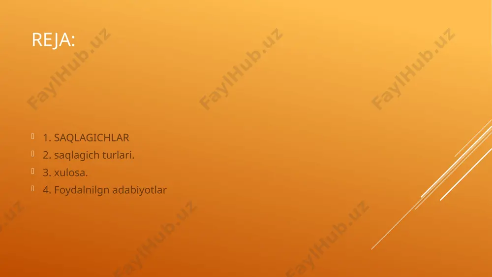 i uzadi. saqlagich ta'sirlashish vaqti 20 s dan oshmaydi. uzluksiz ishlaydigan bimetall saqlagichlar ko'proq yoritish va oynatozalagich zanjirlariga o’rnatiladi. uziliksiz ishlaydigan saqlagichlarning ishlash printsipi quyidagicha. tok nominal qiymat doirasida bo’lganda plastina 5 uncha qizimaydi va deyarii deformatsiyalanmaydi. bu holda kontoktlar tutash bo'ladi. zanjirdagi tok chega- raviy qiymatdan oshganda bimetall plastina qizib deformatsiyalanadi va kontaklarni uzadi. kontaktlar uzilgandan keyin bimetall plastinadan tok o'tmaydi va u soviydi. natijada kontaktlar yana tutashadi. kontaktlarni uzilib-tutashish jarayoni zanjirdagi tokning oshib ketishi sababi bartaraf qilinmagunicha uzluksiz davom etadi. pk tipidagi saqlgich pn-2 tipidagi saqlagich yopiq qismlarga ajraydigan to’ldirgichsiz patronli pn-2tipli saqlagichlar 220 va 500 v ga va 15-1000 a patronlarning to’kiga mo’jallanib ishlab chiqariladi. uzishning chegara toki nominal tokga bogliq, boladi va 1200-2000 a oraligida bo’ladi. xulosa xulosam shuki saqlagichlarni qoyilishidan maqsad elektr qurilmalarini kuyishi yoki bazi bir xollarda ularni yonib ketishdan oldini olish maqsadida saqlagichlar o’rnatiladi. agar saqlagichlar o’rnatmasek elektr qurilmamizga zarar yetishi mumkin. saqlagichni …