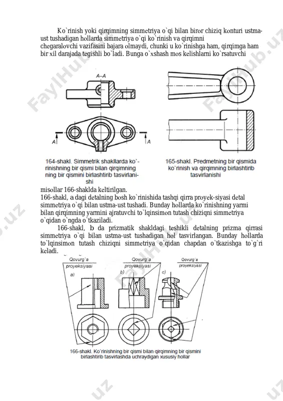 simmetrik shakllarni tasvirlash chizmalarini bajarishda shartlilik va soddalashtirishlar - Page 3