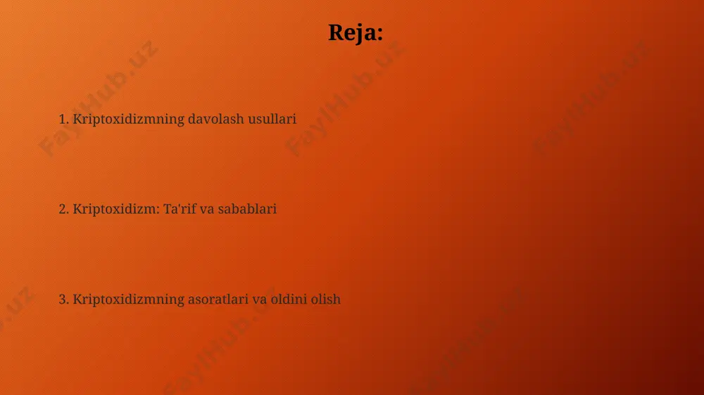 rvativ davolash usullari ba'zi hollarda, 6 oygacha kuzatish va kutish taktikasi qo'llaniladi, chunki tuxum 7 yoshga yetgunga qadar o'z-o'zidan tushishi mumkin. kriptorxizmni konservativ davolashda gnrh analoglari yordamida gormonlar ishlab chiqarishni 3 oy davomida stimulyatsiya qilish 2-3 yoshgacha bo'lgan bolalarda samarali bo'lishi mumkin. konservativ davolashning muvaffaqiyat darajasi taxminan 10-30% ni tashkil etadi va bu yoshga, tuxumning joylashishiga va individual xususiyatlarga bog'liq. kriptoxorxizmning jarrohlik davolash usullari orxiopeksiya jarrohlik usulida skrotumga tushmagan tuxum 3 yoshgacha bo'lgan bolalarda 90% hollarda muvaffaqiyatli amalga oshiriladi va gormonal terapiyaga nisbatan afzalroq hisoblanadi. laparoskopik orxiopeksiya minimal invaziv usul bo'lib, kichik kesmalar orqali amalga oshiriladi, bu esa bemorning tezroq tiklanishiga va chandiqlarning minimal bo'lishiga olib keladi. inguinal yondashuv orqali bajariladigan orxiopeksiya jarrohlik amaliyoti davomida tuxumning qon ta'minotiga zarar yetkazmaslik uchun juda ehtiyotkorlik bilan harakat qilish kerak, bu muvaffaqiyatning kalitidir. kriptoxorxizmning diagnostikasi differensial diagnostika jarayonida ektopik moyaklarni aniqlash uchun ultratovush tekshiruvi, va agar kerak bo'lsa, laparoskopik jarrohlik muolajalari qo'llanilishi mumkin. …