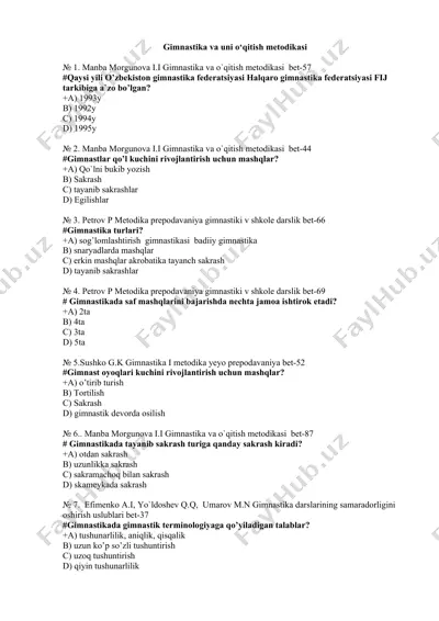gimnastika va uni o‘qitish metodikasi — DOC