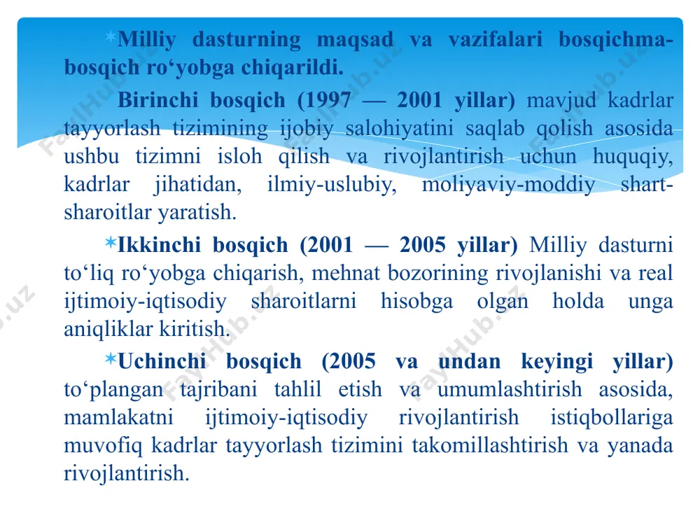 sda keng yoritish; ish beruvchilarning ehtiyojlari va takliflari, ilg‘or xorijiy tajriba, iqtisodiyotning real sektoridagi tarkibiy o‘zgarishlarni hisobga olgan holda kasb-hunar kollejlarida mehnat bozorida talab yuqori bo‘lgan mutaxassislarni tayyorlash uchun o‘quv rejalari va dasturlar ishlab chiqilishini tashkil etish o‘zbеkiston milliy univеrsitеtida prеzidеntimiz oliy ta'lim sohasini yanada rivojlantirish, kadrlar tayyorlash sifatini oshirish, ilm-fan va ishlab chiqarish intеgratsiyasini kеngaytirish bo‘yicha amalga oshirilishi rеjalashtirilayotgan loyiqalar, mazkur oliy ta'lim dargoqini rivojlantirish bo‘yicha ustuvor yo‘nalishlar taqdimoti bilan tanishdi. mamlakatimizni innovatsion rivojlantirish, 2030 yilga qadar global innovatsiya indеksida ilqor 50 mamlakat qatoridan joy egallash bo‘yicha kеng ko‘lamli ishlar amalga oshirish ishlari olib borish moljallandi. oliy ta'lim tizimini isloh qilish, kadrlar tayyorlash jarayonini yanada jadallashtirish bo‘yicha prеzidеntimiz va vazirlar mahkamasining qarorlari va “yo‘l xaritasi” tasdiqlangan. mazkur hujjatlar ijrosi doirasida oliy ta'lim muassasalarining yirik ishlab chiqarish korxonalari, davlat tashkilotlari, tadbirkorlik sub'еktlari, ilmiy-tadqiqot institutlari va markazlari bilan hamkorligi yo‘lga qo‘yildi. natijada tashkilot va korxonalarning 4 mingdan ortiq malakali amaliyotchi-mutaxassislari oliy …