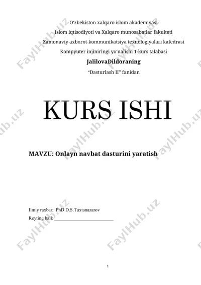 onlayn navbat dasturini yaratish — DOCX
