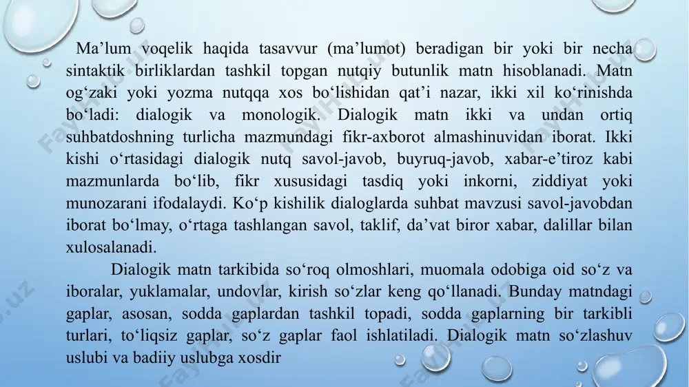 hun qanday choralar ko‘rildi va boshqa shu kabi masalalarga diqqat qilinadi. masalan, siz shifoxonada hamshira bo‘lib ishlaysiz. sizni 2010-yil 12-dekabrdagi 125-buyruqqa asosan toshkent shahriga ish o‘rganish uchun 10 kunlik xizmat safariga yuborishgan. siz qaytib kelib shifoxonaning bosh hakimiga hisobot berishingiz kerak. u taxminan quyidagicha bo‘ladi: farg’ona bolalar shifoxonasi bosh hakimi s. m.g’ofurovga hamshira d.y.salimovaning xizmat safari haqida hisobot men, d.y. salimova 2010-yil 12-dekabrdagi 125-buyruqqa asosan, toshkent shahrida faoliyat yuritayotgan jahon sog’liqni tashkilotining “chegara bilmas shifikorlar” o‘quv loyihasining o‘n kunlik kursini tamomlab qaytdim. safarimdan maqsad, hamshiralik sohasidagi eng yangi muolaja usullari va yangi texnikalar bilan tanishish hamda tajriba almashish edi. xalqaro miqyosda hamshiralik faoliyati bo‘yicha olib borilayotgan ishlar, yangilik va ilg’or tajribalar bilan tanishdim. boshqa mamlakatlarda hamshiralarning bemorga qarashdagi roli va imkoniyati oshgan, har bir hamshiraga uchtadan bemor biriktirilgan, har biriga alohida muolaja xonasi va zarur jihoz, asbob-uskunalar berilgan. shuning uchun hamshiralar qaramog’idagi bemorlar bizdagiga nisbatan tezroq davolanib, oyoqqa turmoqda. natijada …