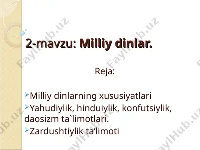 milliy dinlar — PPT