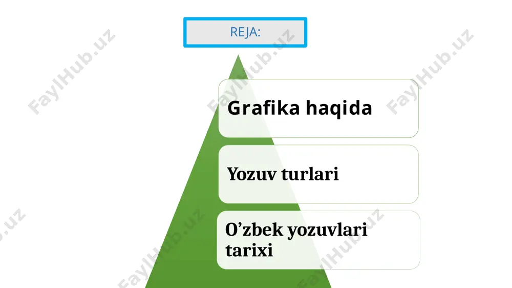 zuvda bildirilmoqchi bo‘lgan fikrlar inson, hayvon, qayiq kabilarning sxematik tarzdagi rasmlarini tushirish orqali ifodalangan. masalan, ovchining ovga chiqqanligi kishi siymosi ov quroli tutgan holda tasvirlangan, uning biron-bir hayvonni tutib olganligi shu hayvonning tasviri bilan, qayiqda dengiz yoki daryoda suzganligi qayiq tasviri orqali, manzilga yetgach, tunab qolganligi chayla tasvirini berish bilan ifodalangan. afrikadagi togo mamlakatidagi eve elati piktogrammalar yordamida maqollarni ifodalaganlar. ignaga ip taqilgan piktogramma) “igna qayerga borsa, ip ham o‘sha joyga boradi” degan maqolni ifodalaydi. “dunyo bepoyon va keng” maqolini ifodalash uchun daraxt va aylana o‘rtasidagi odamning qo‘lini ochib turgani tasvirlanadi. yozuvning bu turi mukammal bo‘lmay, u birinchidan, rasmlar orasidagi munosabatlarni, ularning tartibini ko‘rsata olmaydi va buning natijasida bir maktubni bir necha xil o‘qishga, talqin qilishga yo‘l qo‘yadi, ikkinchidan, mavhum tushunchalami aks ettirish imkoni yo‘q darajadadir. ideografik (grekcha «idea» - tushuncha va «grapho» - yozaman ideografik (logografik) yozuvning birligini ideogramma (logogramma) deb yuritishadi. bunday yozuvda undagi simvollar faqat bizni o‘rab …