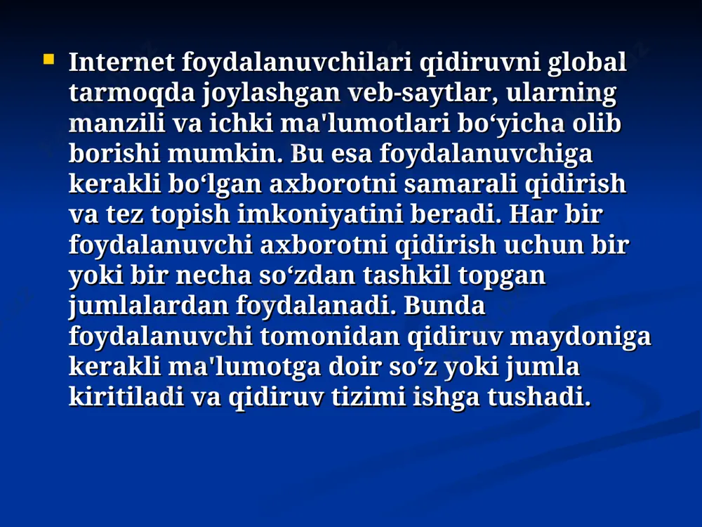 qoshidagi axborot tizimari menejmanti maktab bir kunda o`rtacha 31 milliard elektron xat jo`natishlarni ma`lum qiladi. 2008-yilga kelib bu raqam kuniga 170 milliardga yetdi bu 1 soniyada 2 million @mail jo`natiladi degani. qulayligiga qaramay, oramizda elektron pochtadan jabr ko‘rganlar ham topiladi. asosiy muammo, so‘zsiz, spam bilan bog‘liq. nucleus researchning 2007 yilgi hisobotiga ko‘ra, bitta xodim uchun korporativ elektron pochta tashkilotga yiliga 712 dollarga tushgan. bu xarajat ichida xodimning keraksiz xabarlarni o‘chirishga ketgan vaqti va antispam texnologiyalarining narxi bor. bugunga kelib, spamlarga to‘siq qo‘yuvchi tizimlar ishlab chiqilgan bo‘lsa-da, muammo hamon dolzarbligicha qolmoqda. pingdom ma'lumoticha, 2010 yili kuniga 262 mlrd. spam-xabarlar jo‘natilgan. bu bir kunda yuborilgan barcha elektron xatlarning 89,1 foizini tashkil etadi. the timesning 2008 yili tarqatgan xabarida xodimlar kuniga o‘z pochtalarini tekshirish, undagi xabarlarni olish, o‘qish uchun kuniga o‘rtacha 49 daqiqa sarflashi ma'lum qilingan. o‘tgan vaqt mobaynida elektron xabarlar soni ortganini hisobga olsak, bugunda bu vaqt sarfi yanada oshgani tayin. messenjerlarning …