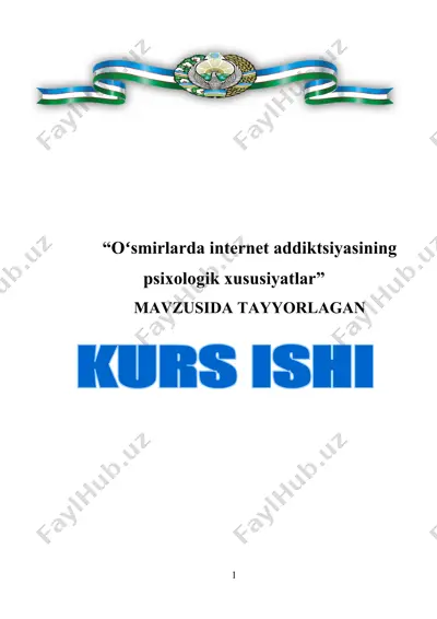 oʻsmirlarda internet addiktsiyasining psixologik xususiyatlar — DOCX