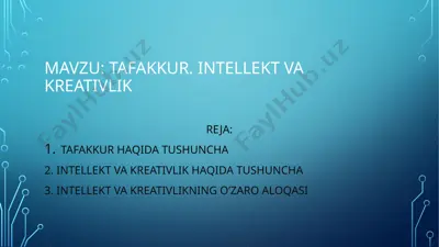 tafakkur va intellektual kreativlik — PPTX