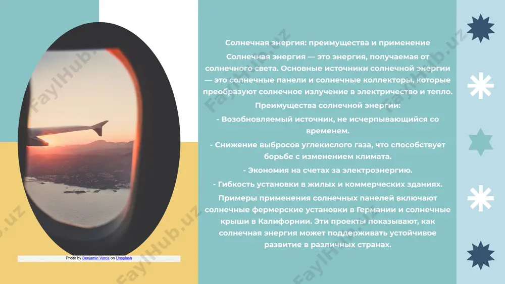 olyaet snizit vibrosi parnikovix gazov i umenshit zavisimost ot iskopaemix topliv. krome togo, biomassa sposobstvuet pererabotke otxodov i mojet sozdat novie rabochie mesta, osobenno v selskix rayonax, gde takie proekti mogut bit realizovani. texnologii pererabotki biomassi sushestvuet neskolko texnologiy pererabotki biomassi dlya polucheniya energii, vklyuchaya sjiganie, anaerobnoe sbrajivanie i gazifikatsiyu. kajdaya iz etix texnologiy imeet svoi preimushestva i mojet primenyatsya v zavisimosti ot dostupnix resursov i mestnix usloviy. naprimer, sjiganie ispolzuetsya dlya polucheniya tepla i elektroenergii, togda kak anaerobnoe sbrajivanie proizvodit biogaz, kotoriy mojno ispolzovat v kachestve topliva. photo by christine roy on unsplash photo by anete lūsiņa on unsplash photo by rana sawalha on unsplash budushee alternativnoy energetiki budushee alternativnoy energetiki: ustoychivoe razvitie. prognoziruetsya, chto k 2030 godu ispolzovanie alternativnix istochnikov energii virastet na 50%, chto privedet k znachitelnim izmeneniyam v energeticheskoy politike stran. eto izmenenie snizit zavisimost ot iskopaemix vidov topliva i sposobstvuet snijeniyu vibrosov ugleroda, chto, v …