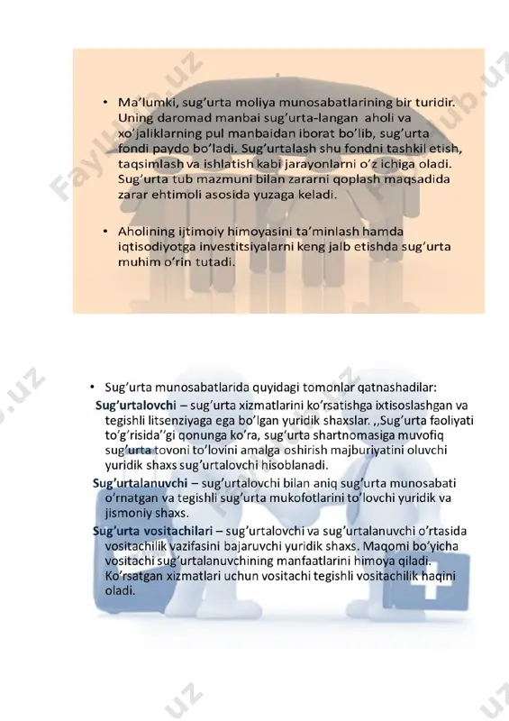 sug'urtaning iqtisodiy mohiyati va bozor munosabatlarini o'rni - Page 3