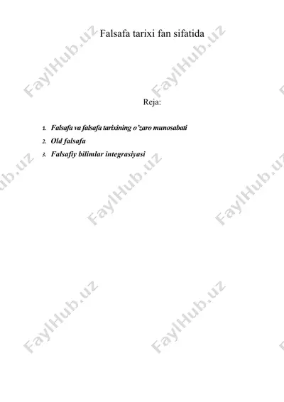 falsafa tarixi fan sifatida — DOC
